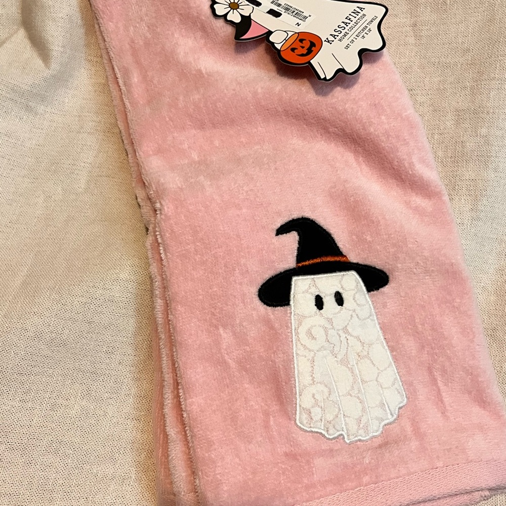 Pink Ghost Halloween Kitchen Towels by Kassatex